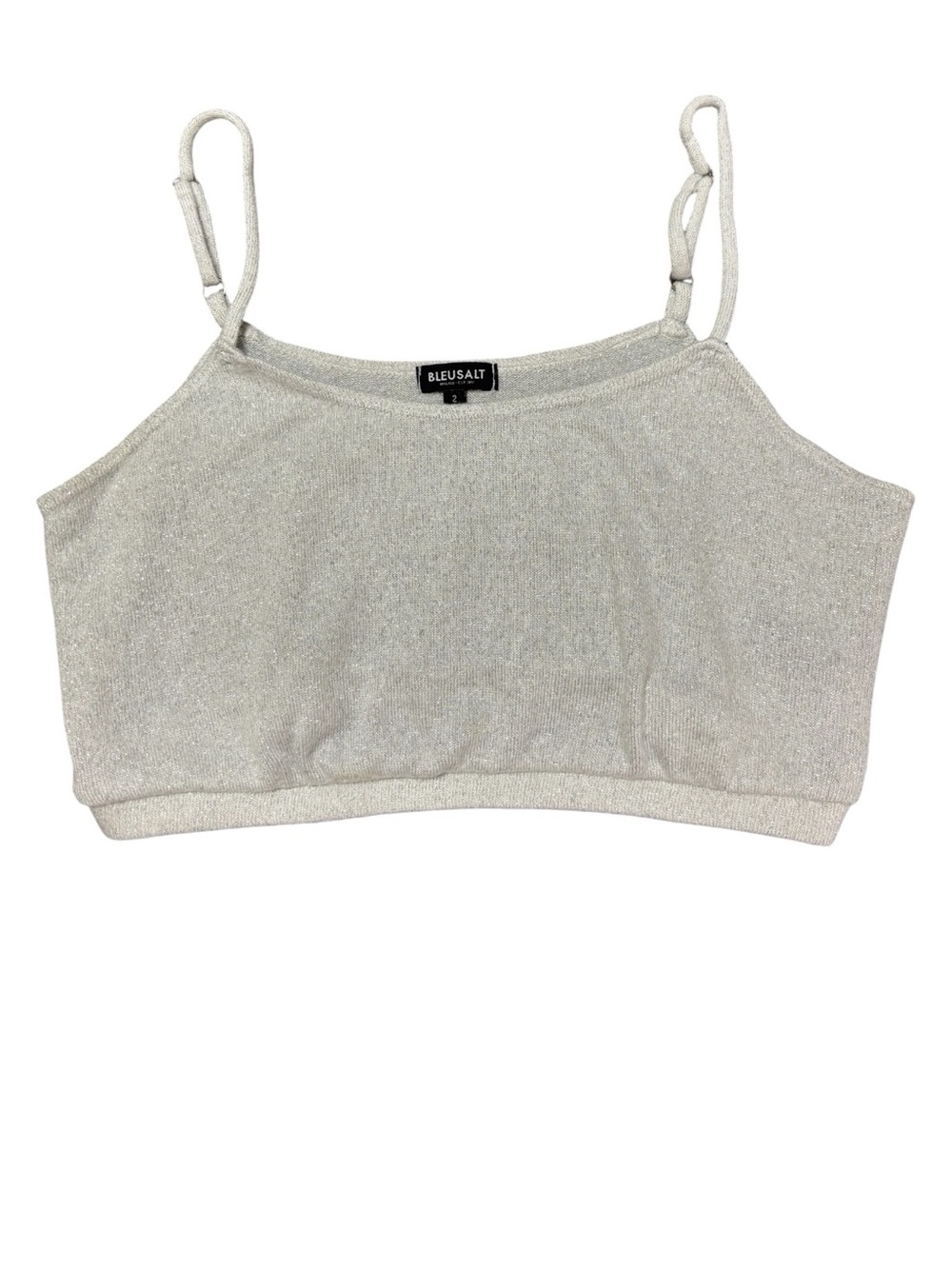 Bleusalt Silver Sparkle Bralette / Cropped Cami Size 2 (M/6-8)